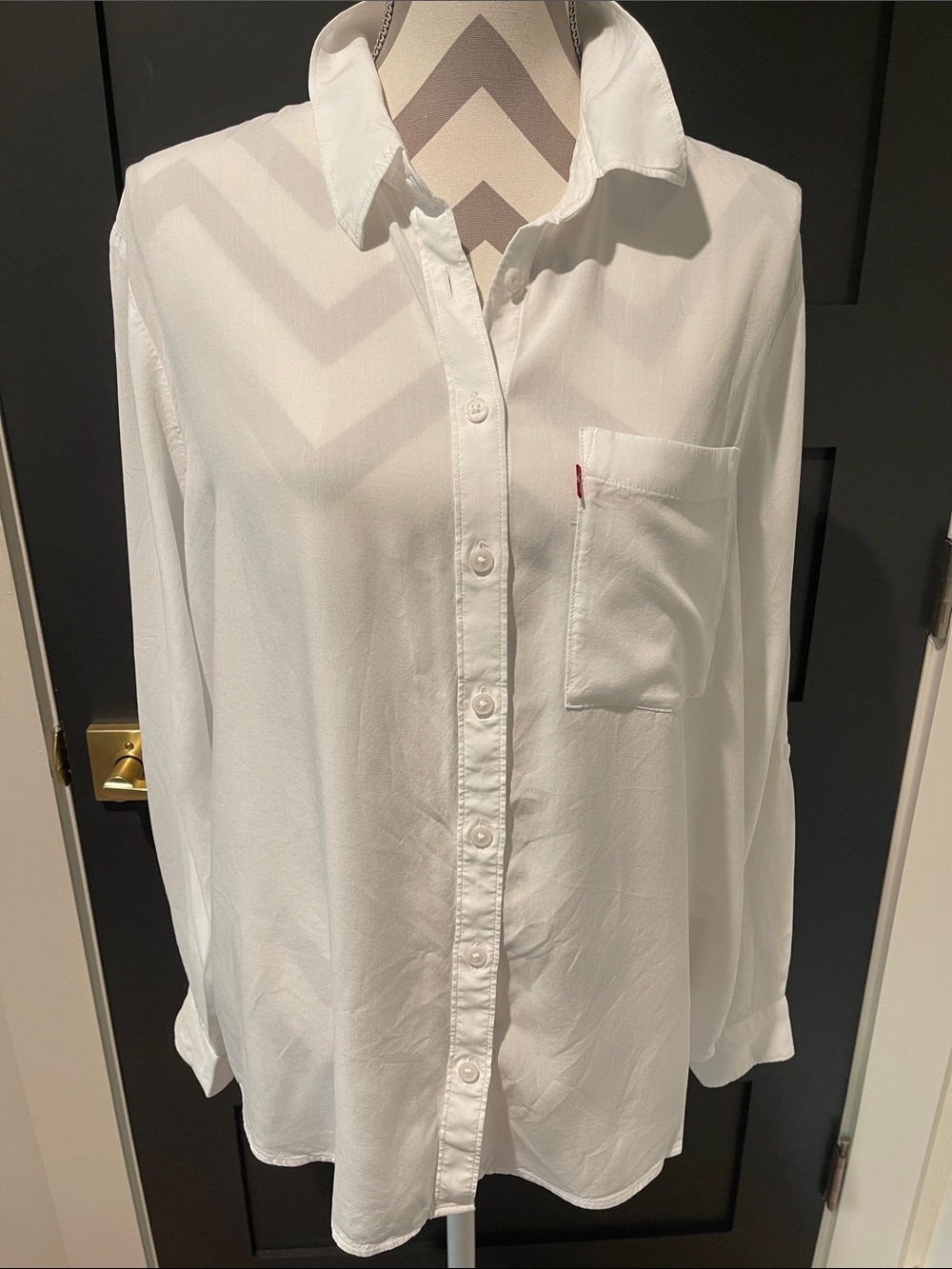 Levi's Preppy White Button Down Utility Shirt with Pocket Size L - Picture 2 of 8